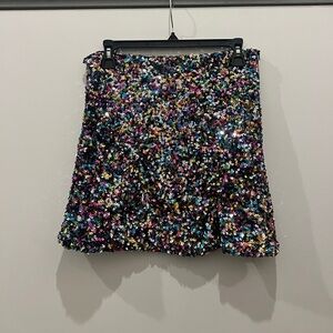 SO Black Rainbow Sequin Skirt